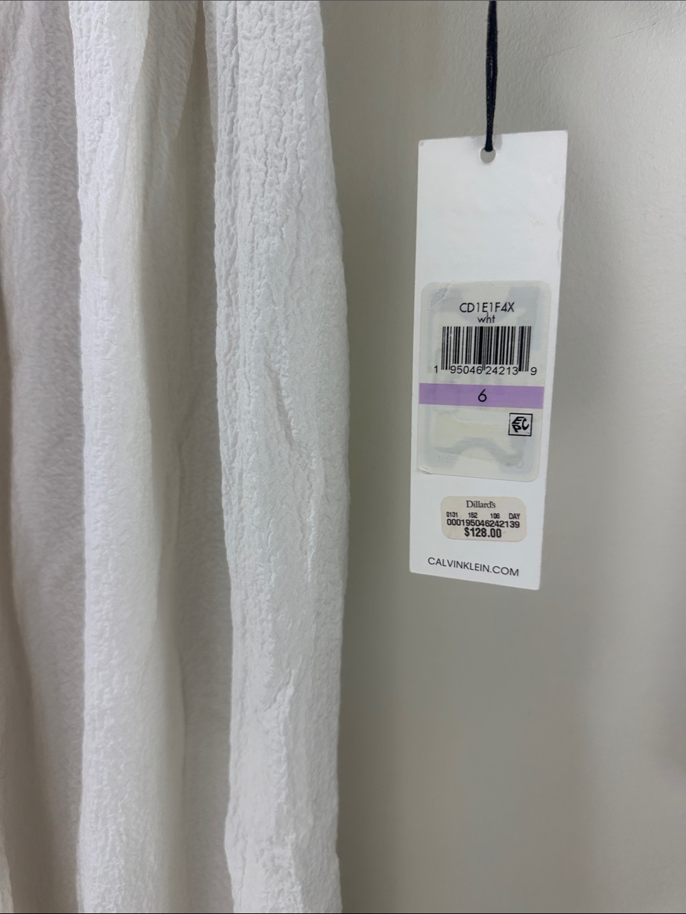 NWT Calvin Klein White Smocked Bodice Puff Short Sleeve Dress size 6 - Picture 4 of 7
